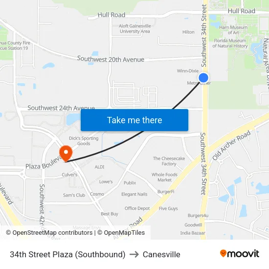 34th Street Plaza (Southbound) to Canesville map