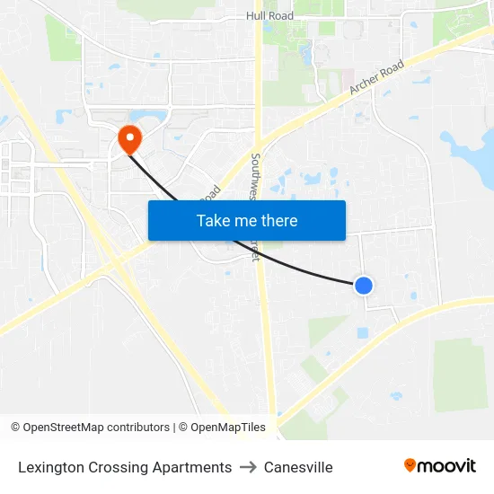 Lexington Crossing Apartments to Canesville map