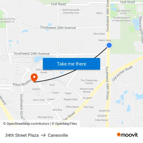 34th Street Plaza to Canesville map