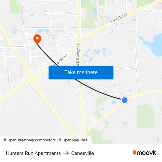 Hunters Run Apartments to Canesville map