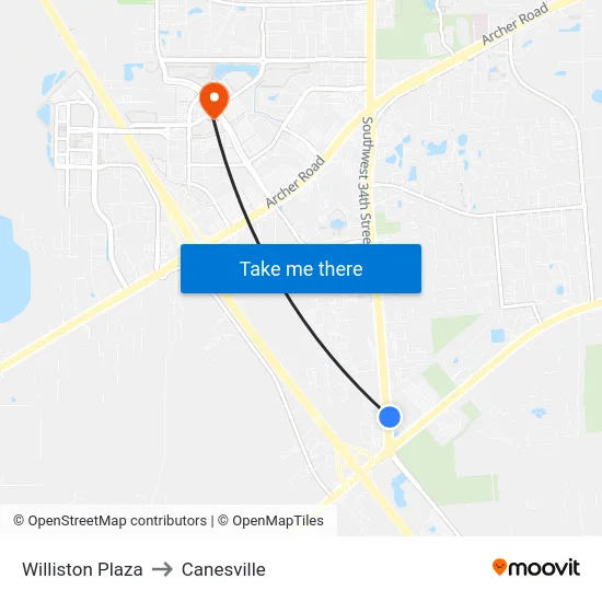 Williston Plaza to Canesville map