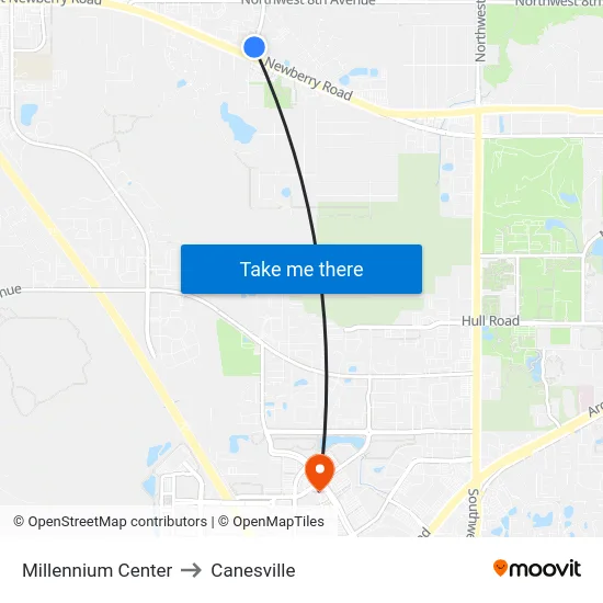 Millennium Center to Canesville map