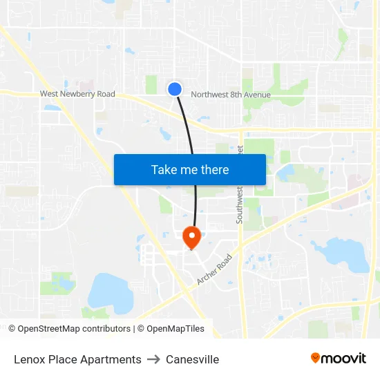Lenox Place Apartments to Canesville map