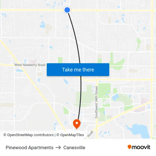 Pinewood Apartments to Canesville map
