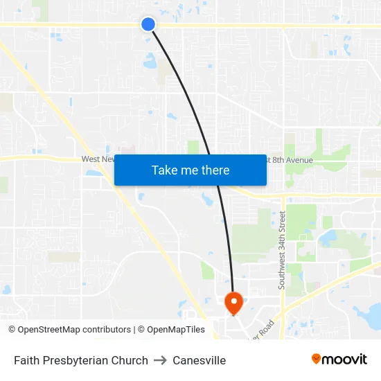 Faith Presbyterian Church to Canesville map