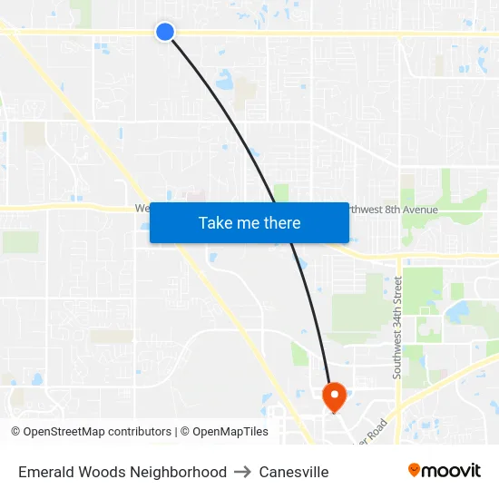 Emerald Woods Neighborhood to Canesville map