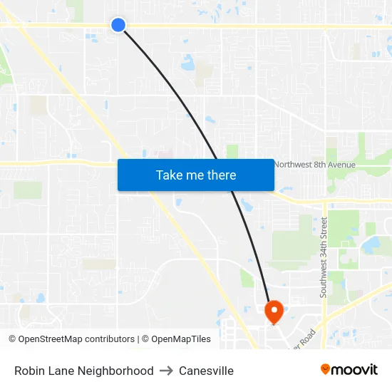 Robin Lane Neighborhood to Canesville map