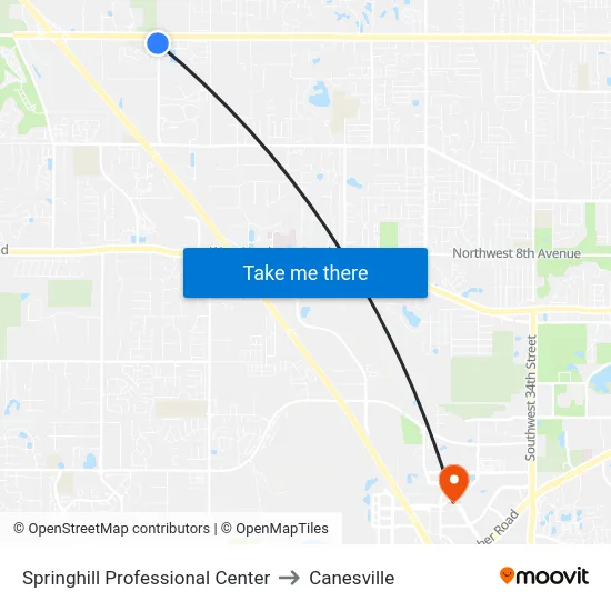 Springhill Professional Center to Canesville map