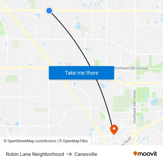 Robin Lane Neighborhood to Canesville map