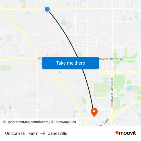 Unicorn Hill Farm to Canesville map