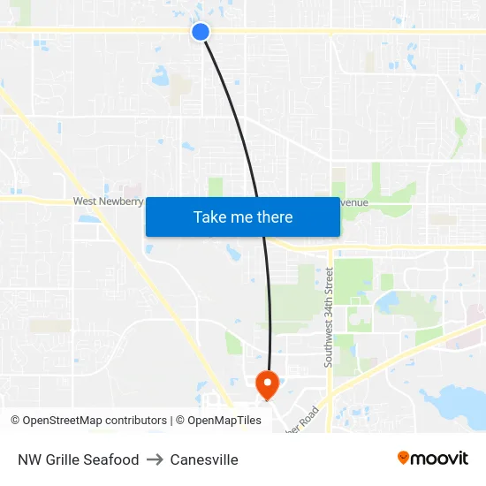 NW Grille Seafood to Canesville map