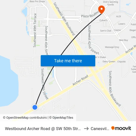 Westbound Archer Road @ SW 50th Street to Canesville map