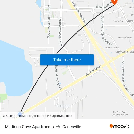 Madison Cove Apartments to Canesville map