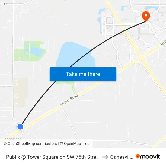 Publix @ Tower Square on SW 75th Street to Canesville map