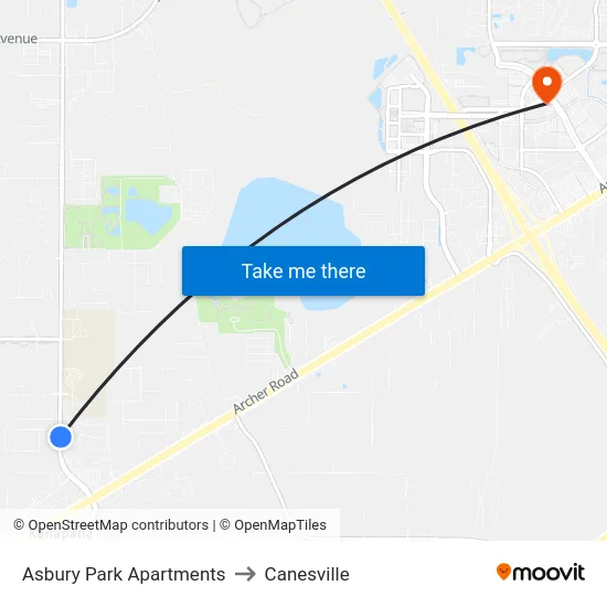Asbury Park Apartments to Canesville map