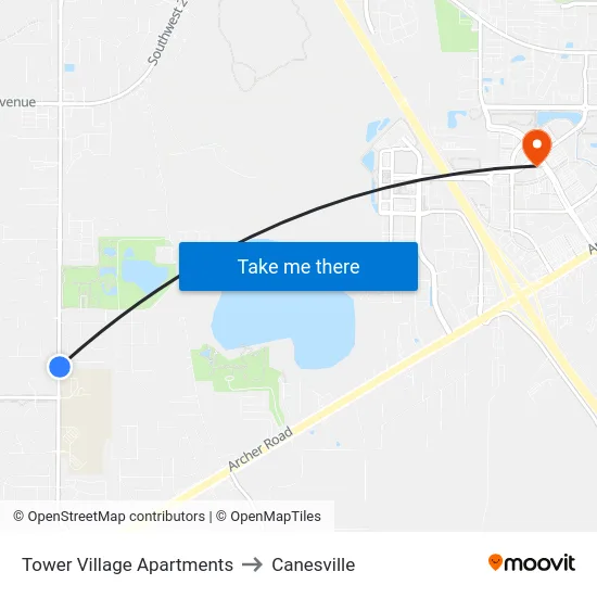 Tower Village Apartments to Canesville map