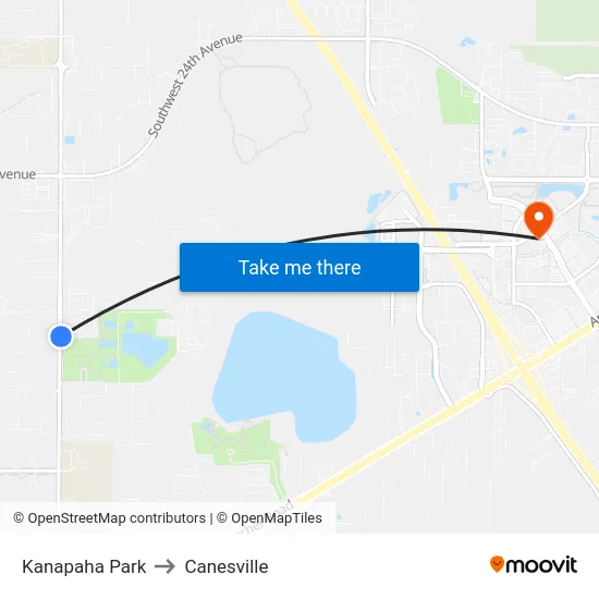 Kanapaha Park to Canesville map