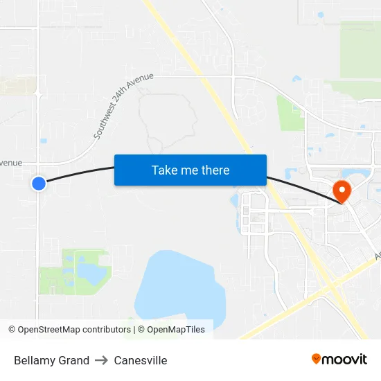 Bellamy Grand to Canesville map