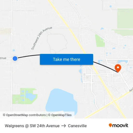 Walgreens @ SW 24th Avenue to Canesville map