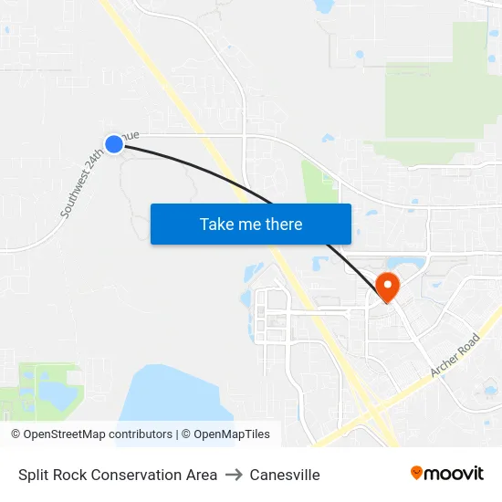 Split Rock Conservation Area to Canesville map