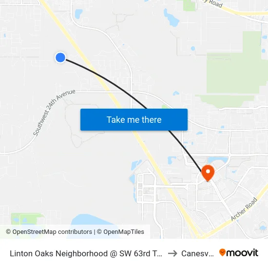 Linton Oaks Neighborhood @ SW 63rd Terrace to Canesville map
