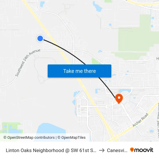 Linton Oaks Neighborhood @ SW 61st Street to Canesville map
