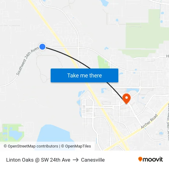 Linton Oaks @ SW 24th Ave to Canesville map
