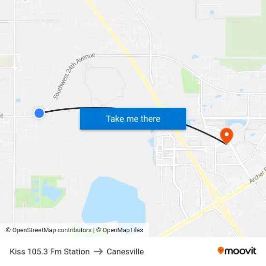 Kiss 105.3 Fm Station to Canesville map