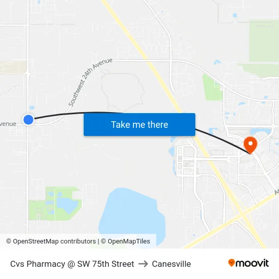 Cvs Pharmacy @ SW 75th Street to Canesville map