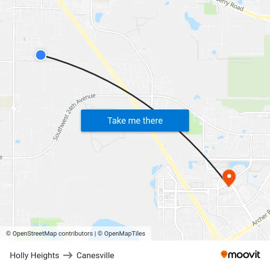 Holly Heights to Canesville map