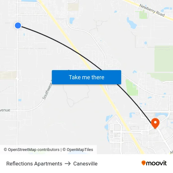 Reflections Apartments to Canesville map