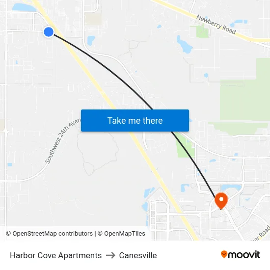 Harbor Cove Apartments to Canesville map