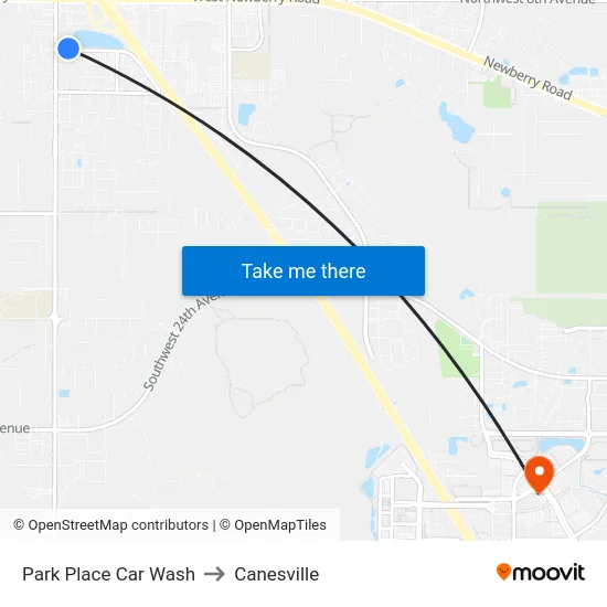 Park Place Car Wash to Canesville map