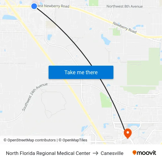 North Florida Regional Medical Center to Canesville map