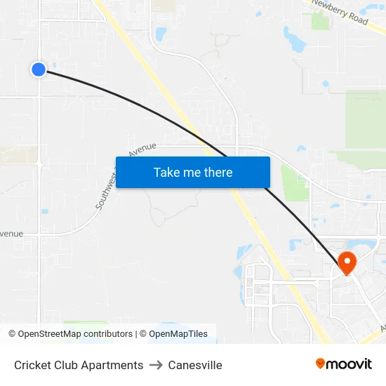 Cricket Club Apartments to Canesville map