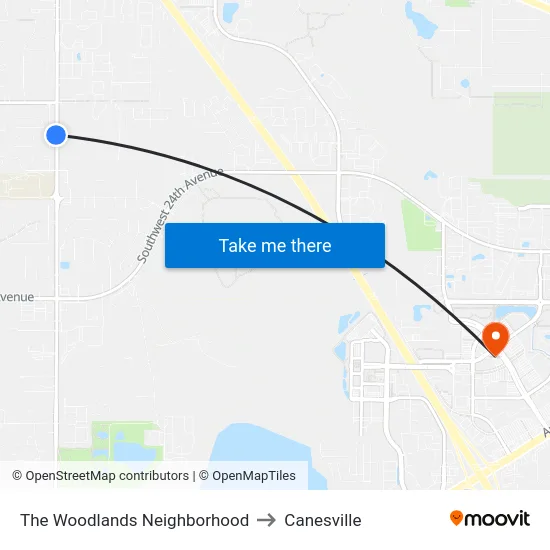 The Woodlands Neighborhood to Canesville map