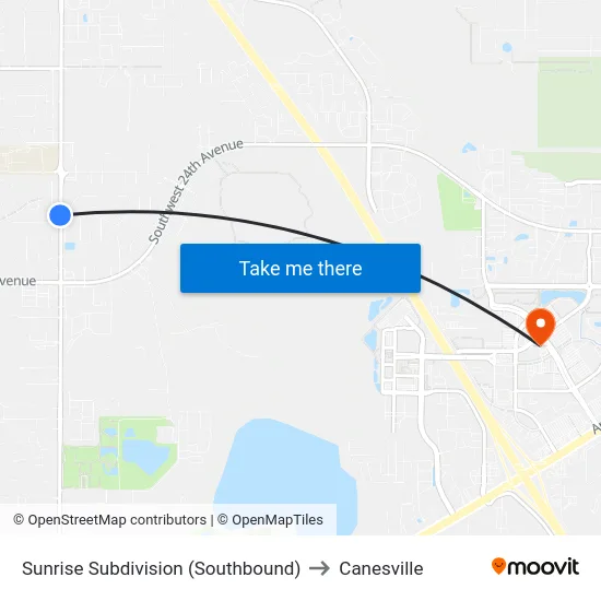 Sunrise Subdivision (Southbound) to Canesville map