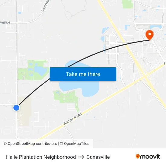 Haile Plantation Neighborhood to Canesville map