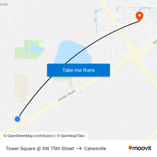 Tower Square @ SW 75th Street to Canesville map