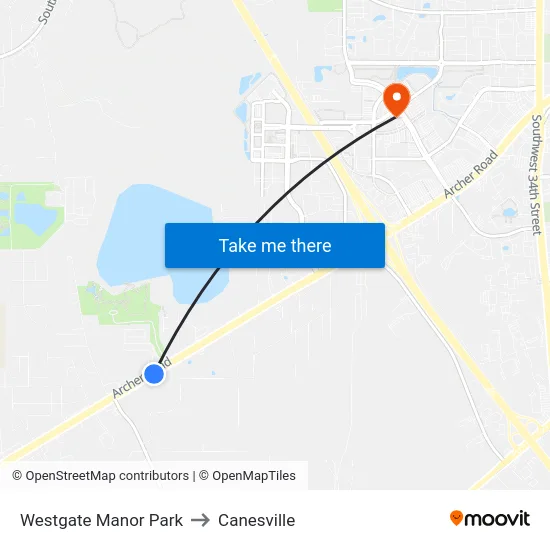 Westgate Manor Park to Canesville map