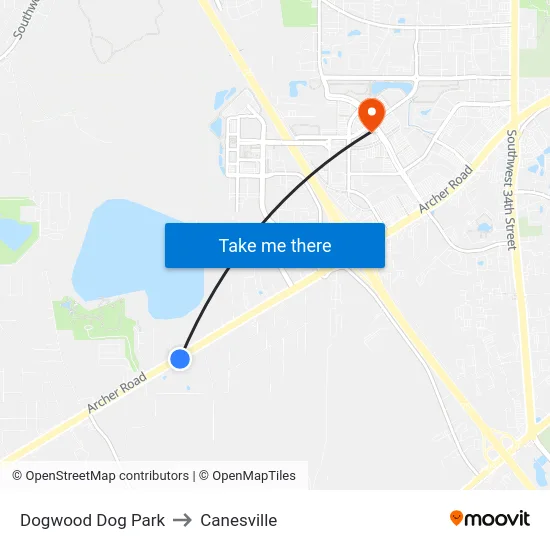 Dogwood Dog Park to Canesville map