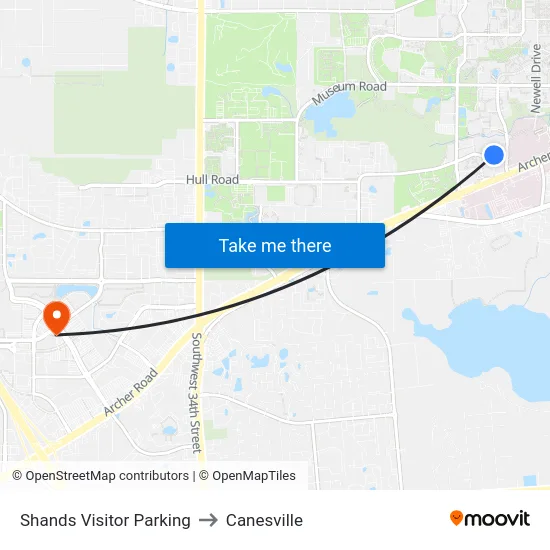 Shands Visitor Parking to Canesville map