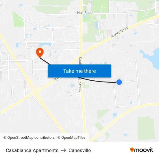 Casablanca Apartments to Canesville map