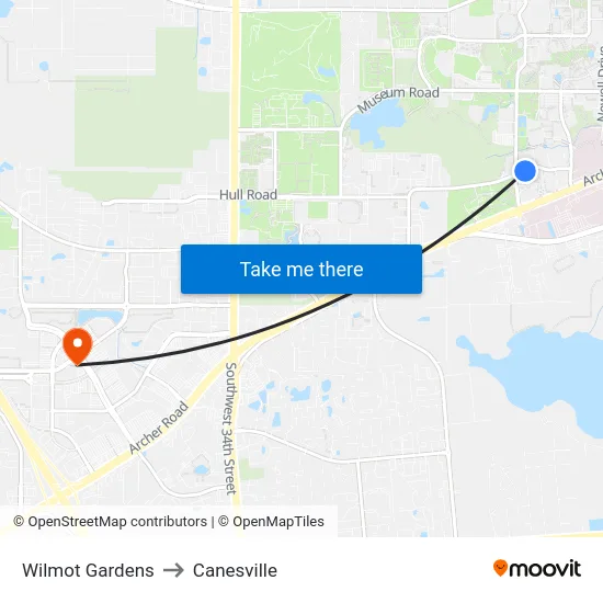 Wilmot Gardens to Canesville map