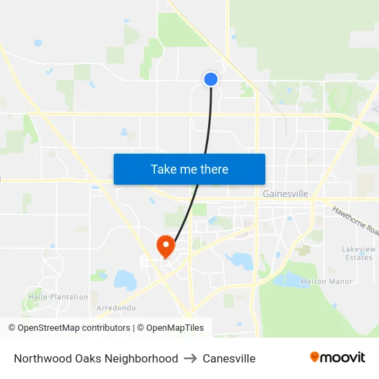 Northwood Oaks Neighborhood to Canesville map