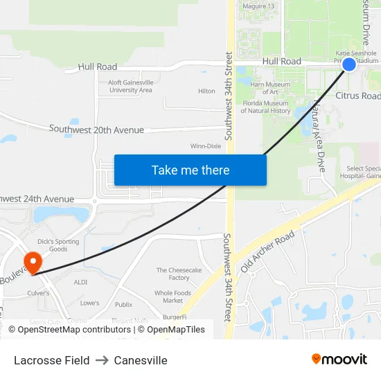 Lacrosse Field to Canesville map