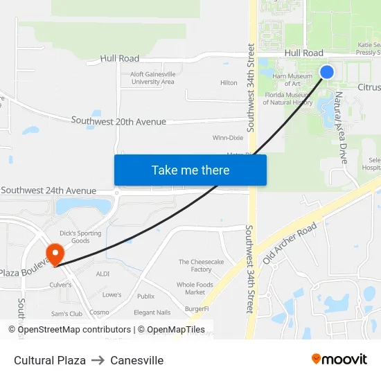 Cultural Plaza to Canesville map