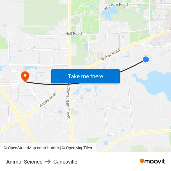 Animal Science to Canesville map