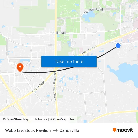 Webb Livestock Pavilion to Canesville map