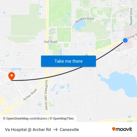 Va Hospital @ Archer Rd to Canesville map